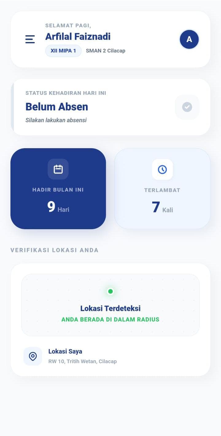 Tangkapan layar Sistem Presensi Siswa SMAN 2 Cilacap